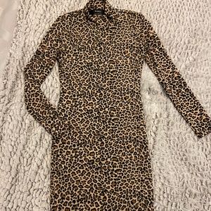 Bardot Cheetah Print Bodycon Longsleeve Dress